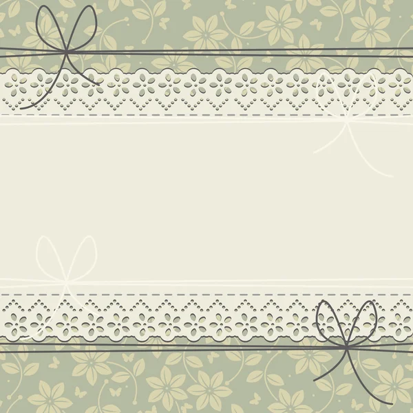 Horizontale lace frame met bladeren, bloemen en vlinders — Stockvector