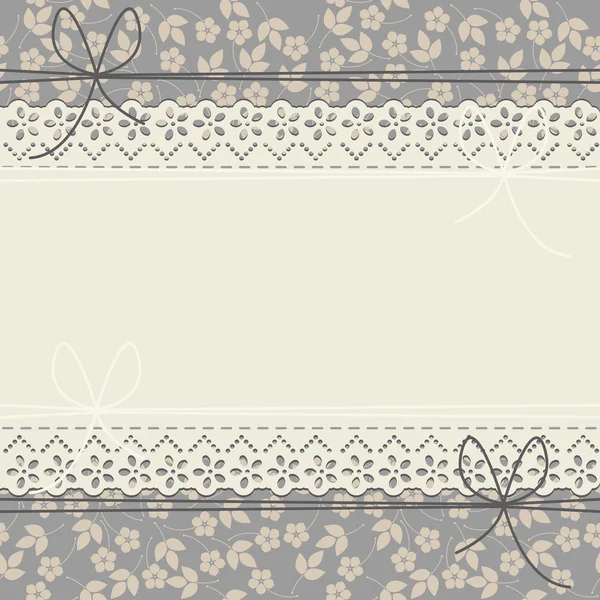 Marco de encaje horizontal con flores y hojas elegantes — Vector de stock