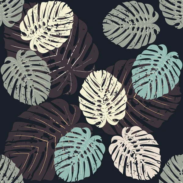 Nahtloses Muster mit tropischen Monsterblättern — Stockvektor