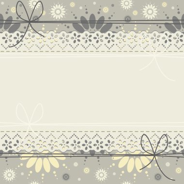 Papatya çiçeği ve yay ile yatay dantel kare