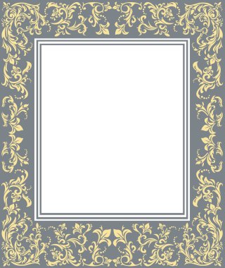 Vector illustration, vintage frame of classic ornament with flor