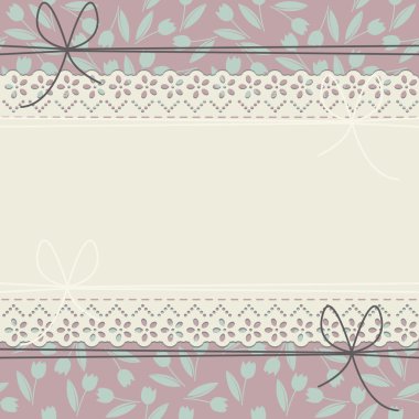 Horizontal lace frame with decorative tulips