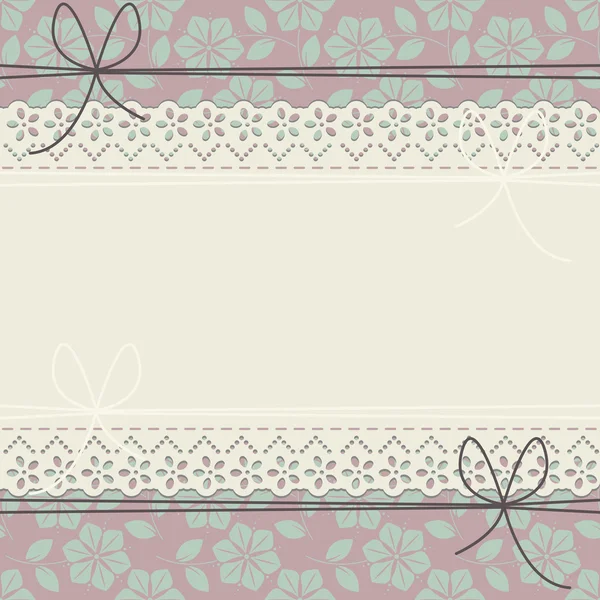 Horizontale lace frame met decoratieve bloemen en strikken — Stockvector