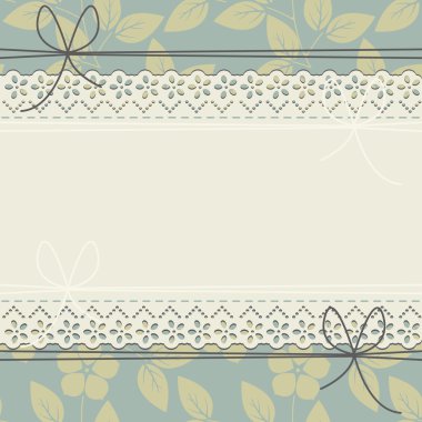Şık yatay dantel çerçeve yeşil yaprakları ile