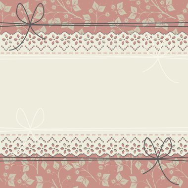 Yatay dantel çerçeve zarif çiçek ve yaprakları ile
