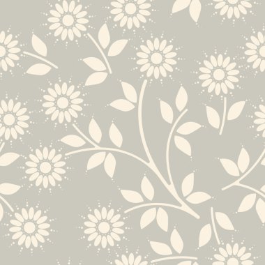 Çiçek ve yaprakları dekoratif seamless modeli