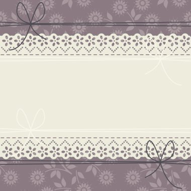 Mor adam üzerinde papatya çiçeği ile dekoratif dantel kare