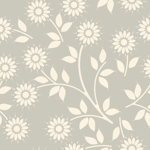 Motif décoratif sans couture avec des fleurs et des feuilles — Image vectorielle