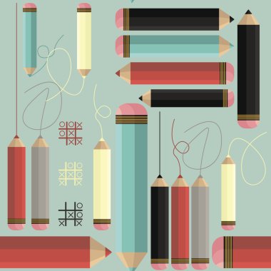 Dekoratif Dikişsiz desen renkli kalemler ve çizgili