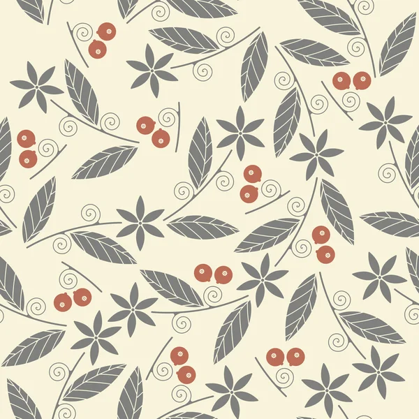 无缝模板与浆果 cowberries，树叶的形象 — 图库矢量图片