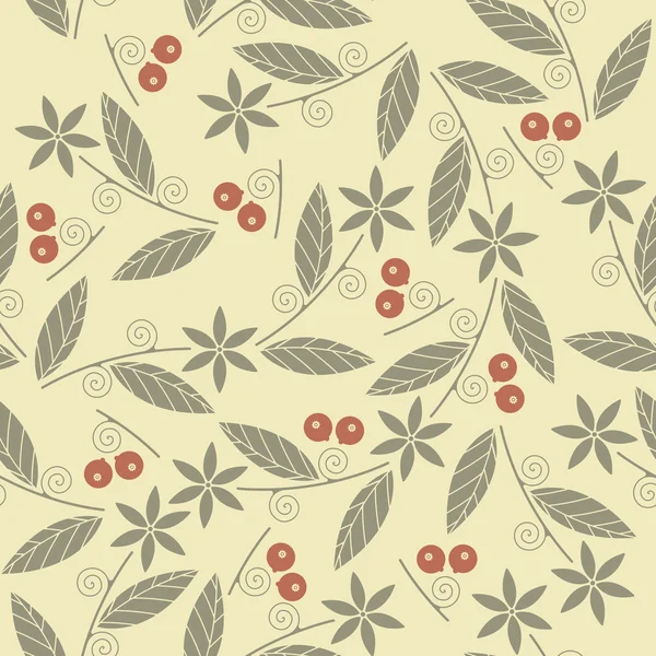 Ατελείωτες μοτίβο με την εικόνα της cowberries τα μούρα, φύλλα — Διανυσματικό Αρχείο