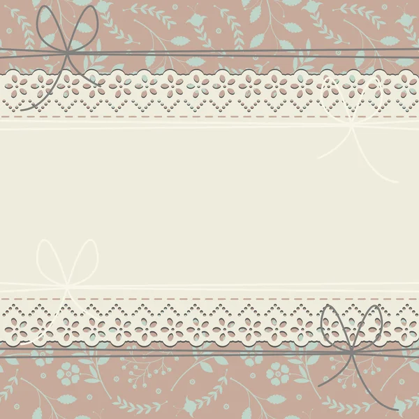 Invitación horizontal con flores hojas y bayas — Vector de stock