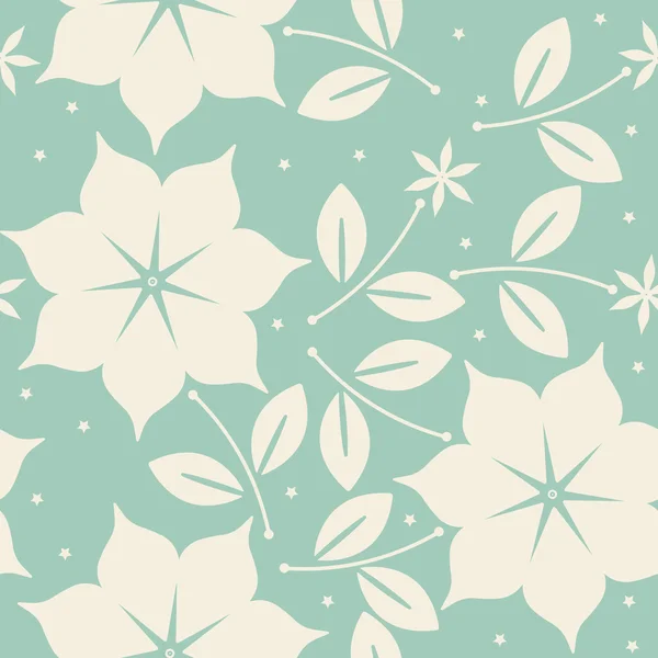 Nahtloses Muster mit eleganten Blumen auf grünem Hintergrund — Stockvektor