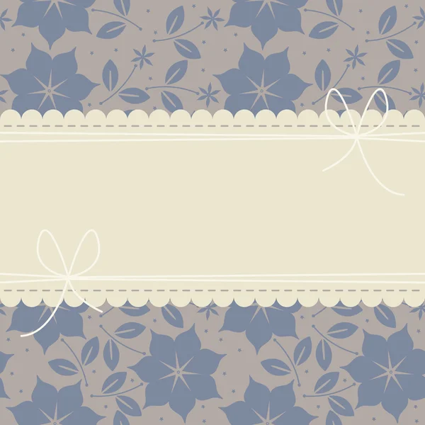 Cadre élégant en dentelle avec des fleurs bleues — Image vectorielle