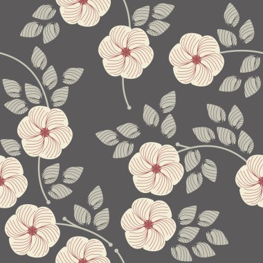 Gri arka plan üzerinde zarif çiçekler