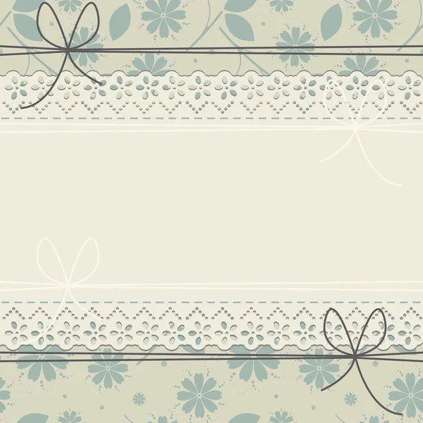 Stijlvolle wenskaart met Lentebloemen en lace frame — Stockvector