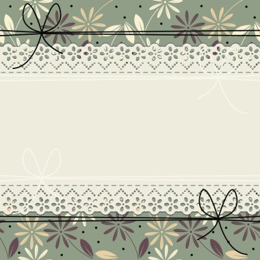 Dantel çerçeve ve papatya çiçekler g ile şık tebrik kartı