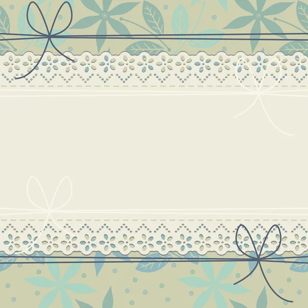 Prachtige lace frame met groene bloemen en bladeren — Stockvector