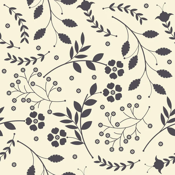 Nahtloses Muster mit niedlichen Frühlingsblumen, Blättern und dekorativen — Stockvektor
