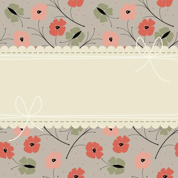 Carte de vœux élégante avec fleurs de pavot colorées et butterflie — Image vectorielle