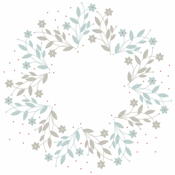 Χαριτωμένο κύκλο πλαίσιο με λουλούδια άνοιξη και φύλλα σε λευκό πίσω — Διανυσματικό Αρχείο