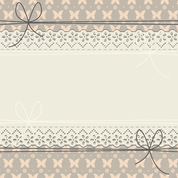Cartão de saudação horizontal decorativa com flores, borboletas e — Vetor de Stock