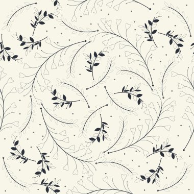 Güzel ile Seamless Modeli siluetleri Fildişi sırt üstü bitkiler.