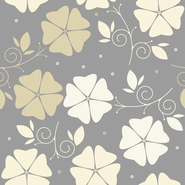 Molla senza cuciture motivo floreale su sfondo grigio — Vettoriale Stock