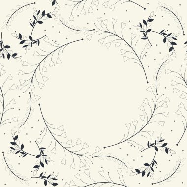 Fildişi arka plan üzerinde güzel bitkiler ile Sevimli çerçeve