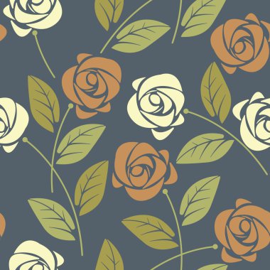 Dekoratif renkli gül ve bırak sonbahar seamless modeli