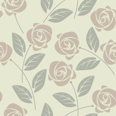 Şık Dikişsiz desen zarif gül ve yaprakları