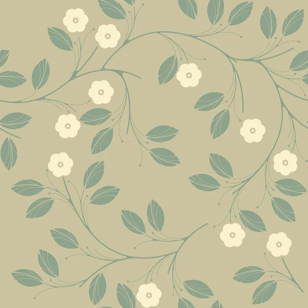 Perfekta seamless mönster med söta blommor och blad — Stock vektor