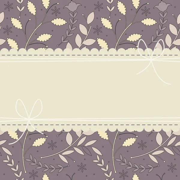 Stijlvolle lace frame met kleurrijke planten op paarse achtergrond — Stockvector
