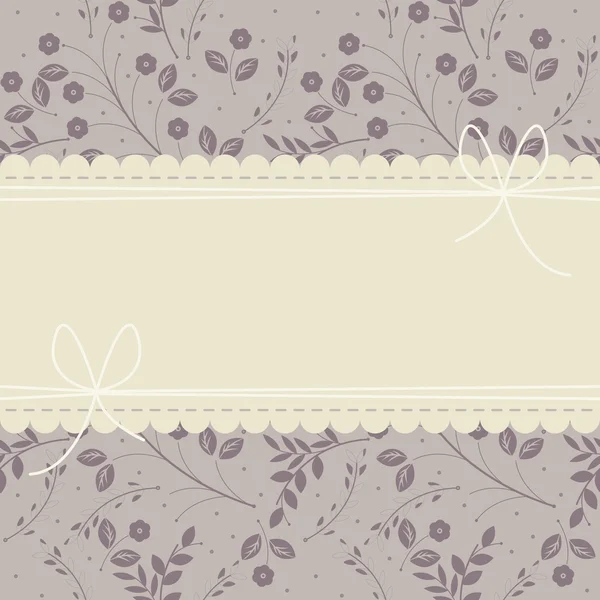 Elegante cornice in pizzo con eleganti piante viola — Vettoriale Stock