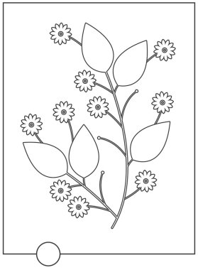 Dekoratif çiçek ve yaprakları ile boyama kitabı