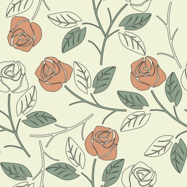 Gül ve sarı b izole yaprakları şirin seamless modeli