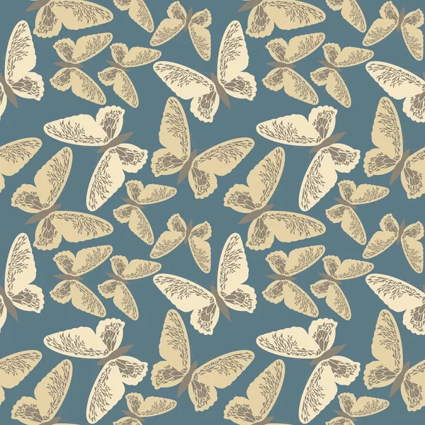 Бесшовный узор со стильными бабочками — стоковый вектор