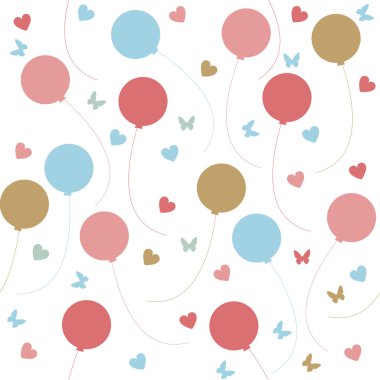 Renkli balonlar ve w izole kupa ile Seamless Modeli