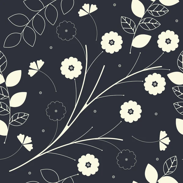 Decorative seamless pattern with flowers and leaves isolated on — Stock Vector