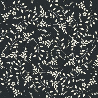 Beyaz çiçek ve yaprakları mavi b ile zarif seamless modeli