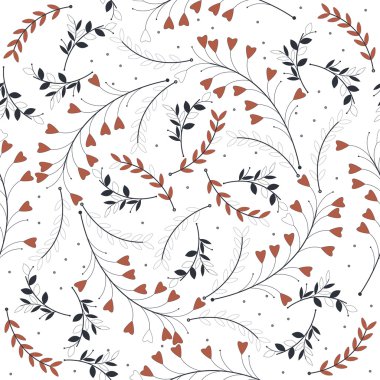 Seamless modeli ile yaprakları ve beyaz arka plan üzerinde şubeleri