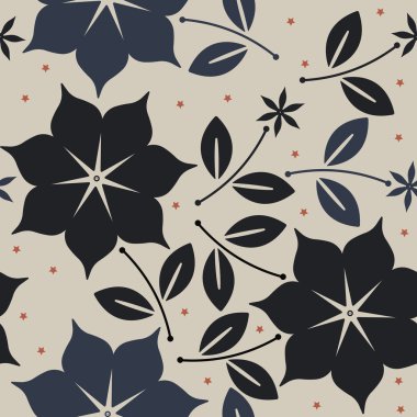 Dekoratif çiçek ve yaprakları ile şık seamless modeli