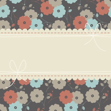 Dantel çerçeve ve yay ile çiçek arka plan