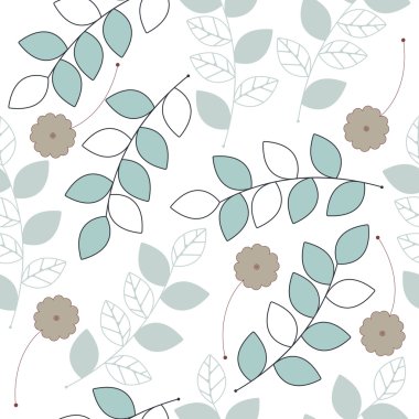 Çiçekler ve yapraklar üzerinde WHI izole şık seamless modeli