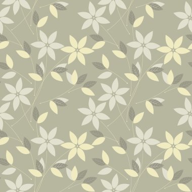 Çiçek ve yaprakları ile sonbahar seamless modeli