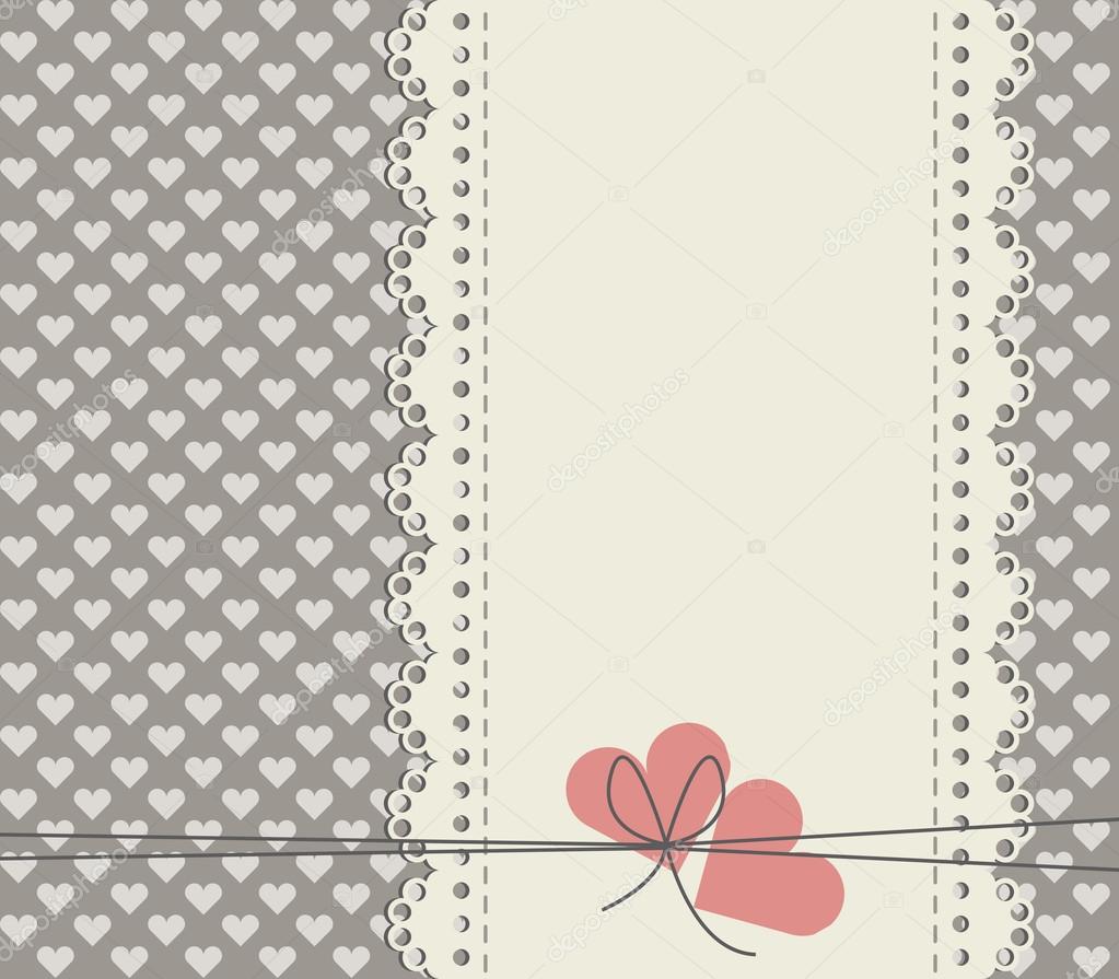 Stylish lace frame isolated on cute background with hearts — Vector