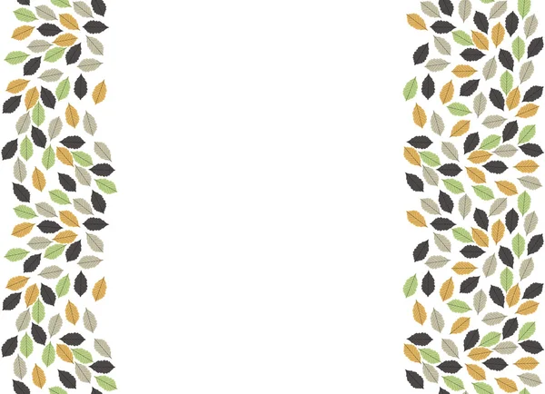 Bordure avec feuilles d'automne isolées sur fond blanc — Image vectorielle