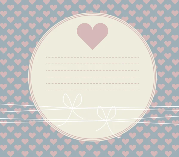 Carte mignonne avec des cœurs, des arcs et un endroit pour votre texte — Image vectorielle