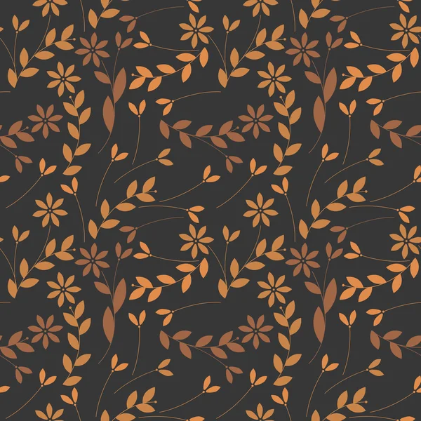Motif automnal sans couture avec plantes, feuilles et fleurs — Image vectorielle