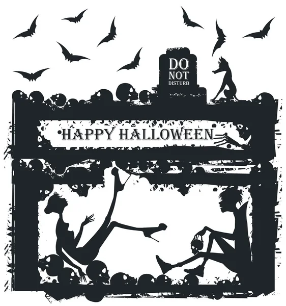 Halloween-Illustration mit stilvollen Silhouetten — Stockvektor